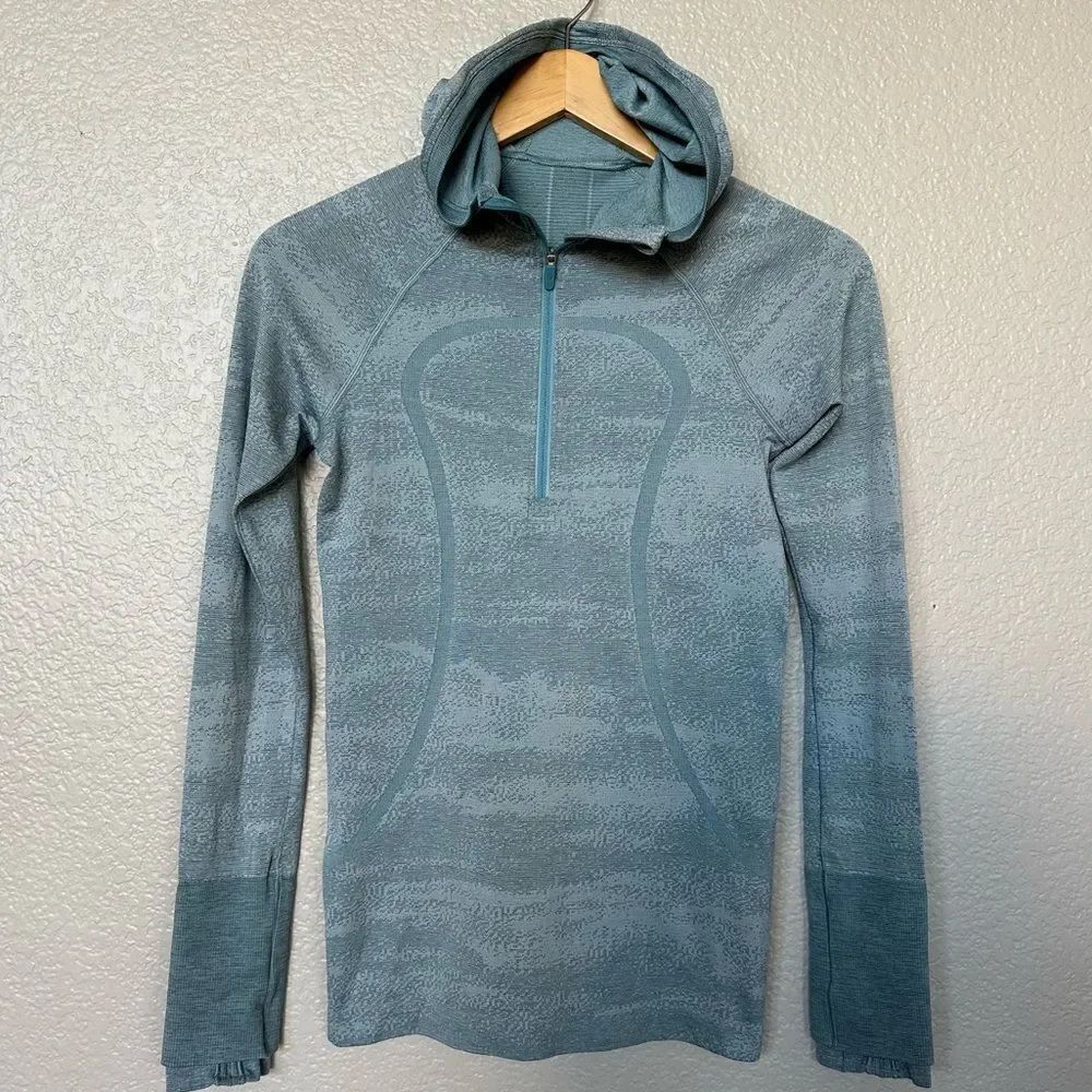Lululemon Teal Pullover Zip Stretch Hoodie Top